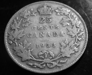 1933 Canada Silver 25¢ Coin – – George V Twenty - Five Cents (quarter) photo