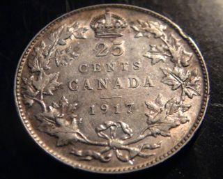 1917 Canada 25¢ Coin – Sterling Silver – George V Twenty - Five Cents (quarter) photo