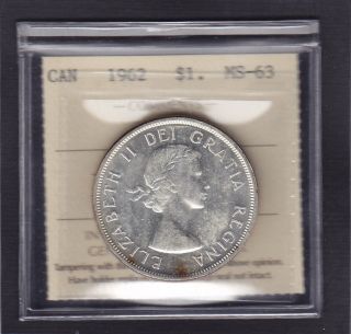 1962 Silver Dollar In Ms - 63,  Iccs Certified,  (mf 340). photo