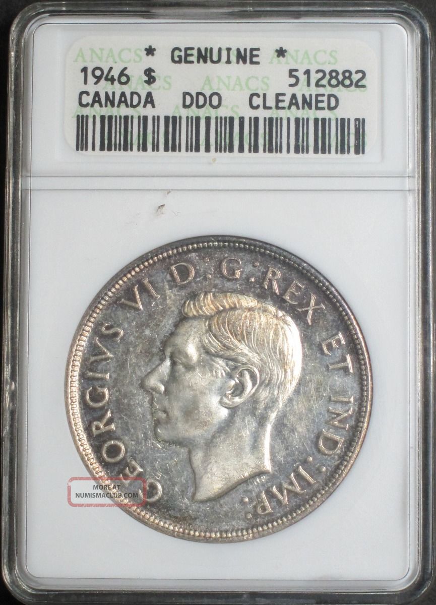 1946 Canada Dollar Uncirculated Anacs Old Green Holder Ddo Double Die Variety Coins: Canada photo