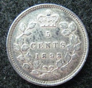 1893 5c Canada 5 Cents Silver photo