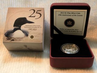 2012 $1 Fine Silver Coin - 25th Anniversary Of The Loonie photo