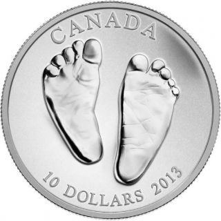 Canada 2013 $10 - Welcome To The World - 0.  9999 Pure Silver Baby Feet Coin photo