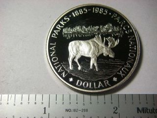 1885 - 1985 Silver Dollar Proof Coin Canada - Canadian National Parks - Moose photo