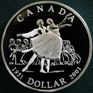 2001 Silver Dollar Coin - 50th Ann.  National Ballet Of Canada Proof 92.  5 Silver photo