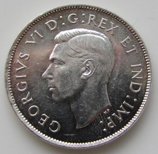 Canada 1946 Flat Back 9 Wide Date High 6 50 Cents Silver George Vi Variety photo