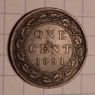 1891 Sdsl Obverse 2 Canada Large Cent - Example Of A Very Scarce Variety photo