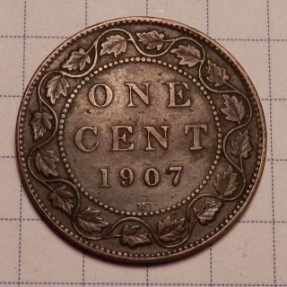 1907 - H Canada Large Cent - Example Of A Semi - Key At Only 700,  000 Minted photo