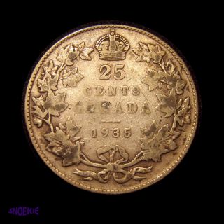 1935 Cda Silver 25 Cent Coin (george V),  G,  Decent Filler photo
