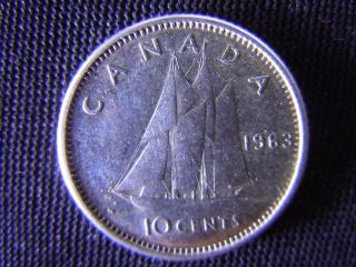 1963 - Canada 10 Cent Coin - (silver) - Canadian Dime - World - 12f photo