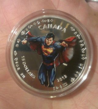 1 Oz 2013 Superman Collectable 15$ Silver Plated Coin Large photo