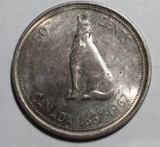 1867 - 1967 50 Cent Silver Centennial Canada Coin photo