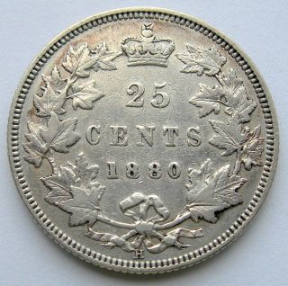 1880h Narrow 0 Twenty - Five Cents Vf - 20 Rare Date Key Queen Victoria Quarter photo