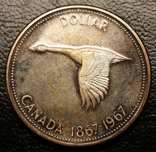 1967 Canada Silver Dollar - One $1 - Toning photo
