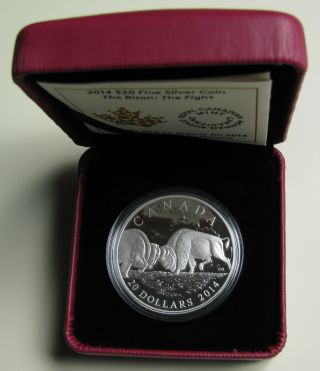 2014 Proof $20 The Bison 3 - The Fight Canada.  9999 Silver photo