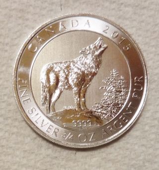2015 Canadian Grey Wolf 2 Dollar 3/4 Oz.  9999 Silver Bullion Coin photo