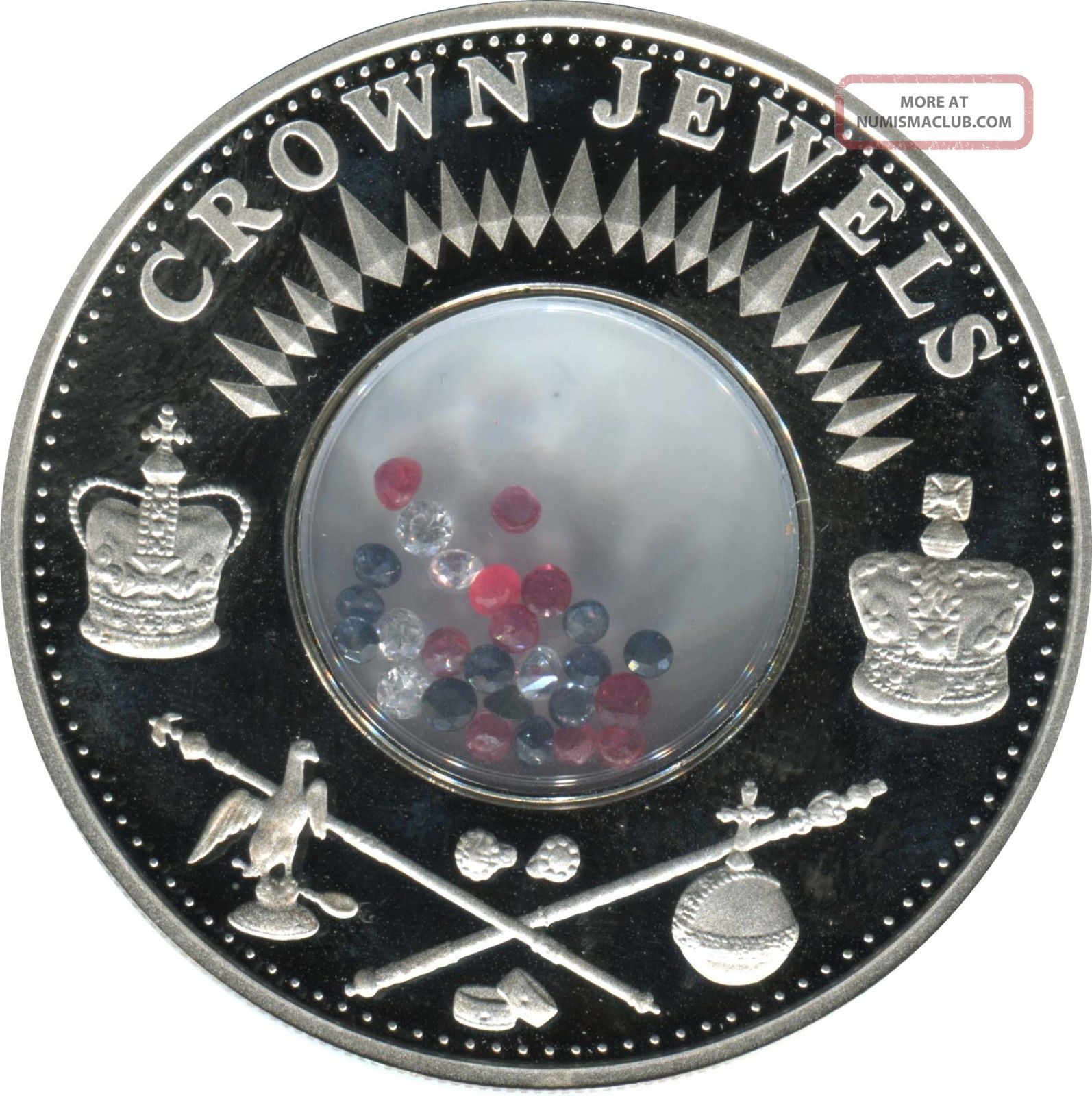 2002 Cook Islands Silver Proof Crown Jewels 1. 5 Ct Rubies, Sapphires.