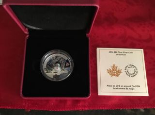 Canada 2014 $20 Snowman Venetian Glass - 1 Oz.  Pure Silver Coin - Mintage: 10000 photo