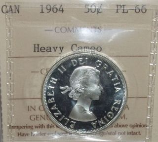 Canada 1964 Silver 50 Cents Iccs Pl - 66 Heavy Cameo photo