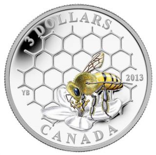 2013 Canada $3 Bee And Hive Animal Architects Series Fine Silver Coin (no Tax) photo