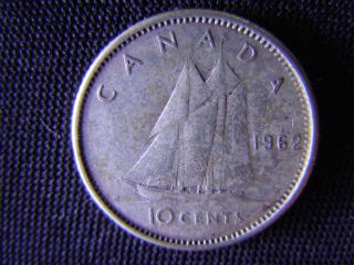 1962 - Canada 10 Cent Coin (silver) - Canadian Dime - World - 46 - Q photo