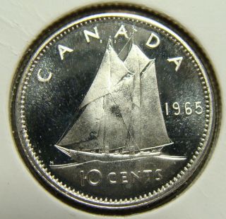 1965 10c Canada 10 Cents,  Silver,  Canadian,  Dime,  Uncirculated,  3687 photo