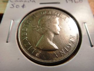 1960 Canada 50c Fifty - Cent Silver Coin S&h Usa photo