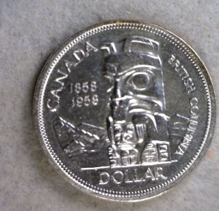 Canada Silver Dollar 1958 Bu Coin (stock 0564) photo