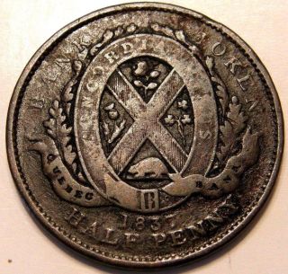 1837 Token Of Lower Canada Half Penny Token Quebec Bank photo