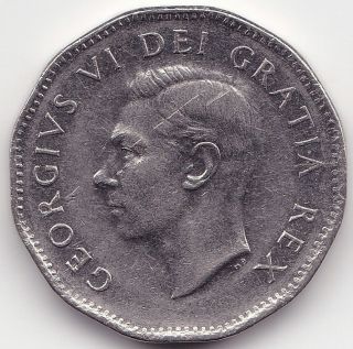 1951 Com.  Canada 5c Coin - 2 Die Cracks photo