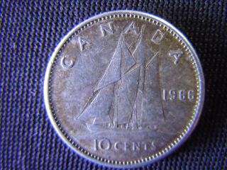 1966 - Canada 10 Cent Coin (silver) - Canadian Dime - World - 46d photo