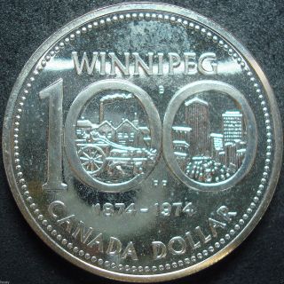 1974 Canada Specimen Winnipeg Silver Dollar Coin photo
