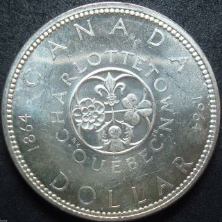 1964 Canada Charlottetown - Quebec Silver Dollar Coin photo