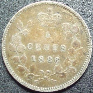 1886 Canada Large Six Silver Five Cent Coin photo