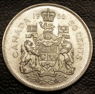 1966 Canada Silver Half Dollar - 50 Cents Coin - photo