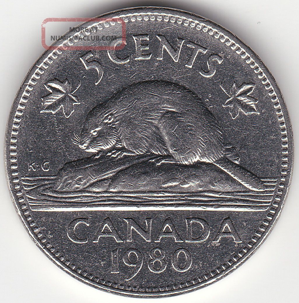 1980 Canada 5c Coin Rotated Dies 1980-canada-5c-coin-rotated-dies