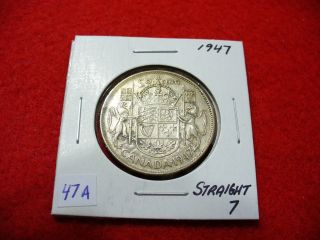 1947 Canada Silver Half Dollar Straight 7 50 Cent Piece Coin 47a photo