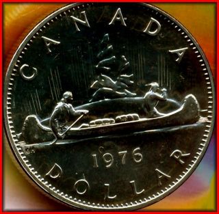1976 Canadian Dollar Gem Prooflike With Deep Black Mirrors Special Buy $6.  00 photo
