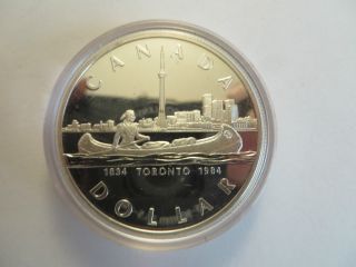 1984 Canadian Proof Silver Dollar Toronto 50 Silver Coin Only photo