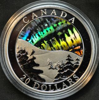2004 Canada Natural Wonders - Northern Lights Hologram $20 1 Oz.  9999 Silver photo