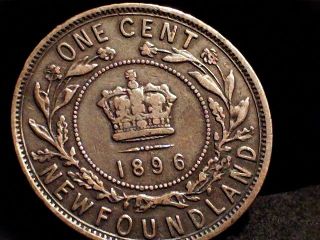 1896 Newfoundland Large One Cent Coin.  Pre - Confederation Canada photo