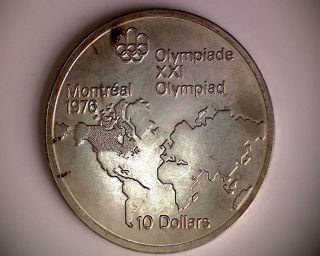 Canada $10.  00 Coin For Olimpic 1976 Silver.  925 (map) 48.  60 Grams photo