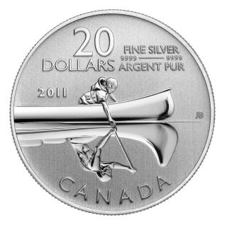 2011 Canada $20 For $20 Fine Silver 1/4 Oz Coin Canoe Canadian 20 For 20 & photo