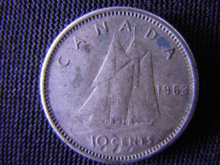 1963 - Canada 10 Cent Coin (silver) - Canadian Dime - World - 22d photo