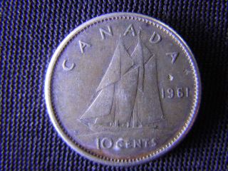 1961 - Canada 10 Cent Coin (silver) - Canadian - Dime - World - 20d photo