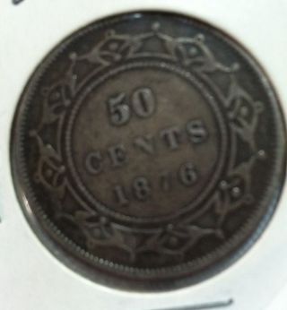 1876 - H Half Dollar 50 Cents Canada Canadian Newfoundland Vg,  Coin Circulated photo