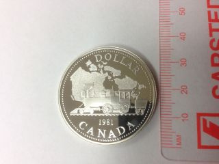 1981 Canada Proof $1 Dollar Silver Coin Trans - Canada Railway Centennial Bu photo