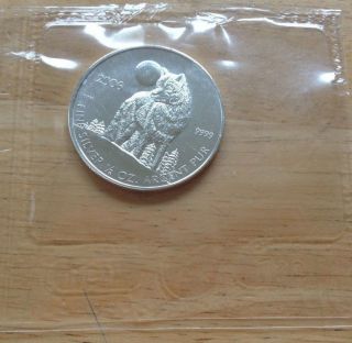 2006 Canada 1/2 Oz.  999 Fine Silver Timber Wolf Silver Coin Rcm photo