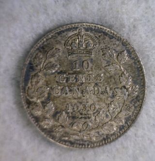 Canada 10 Cents 1930 Extra Fine Silver Coin (stock 1642) photo