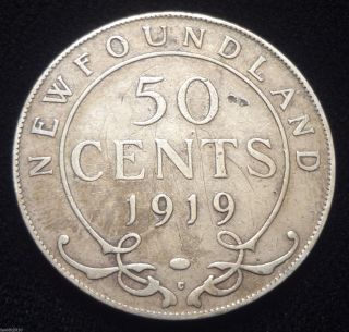Old,  Canadian Provinces (newfoundland) Silver,  1919 C 50 Cents King George V, photo